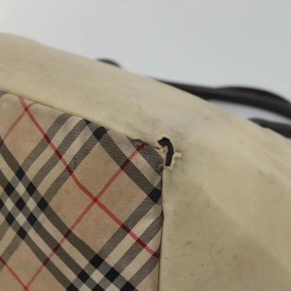 Burberrys Blue Label Tote Bag Nylon Beige Silver Auth ti3066 - Picture 5 of 16